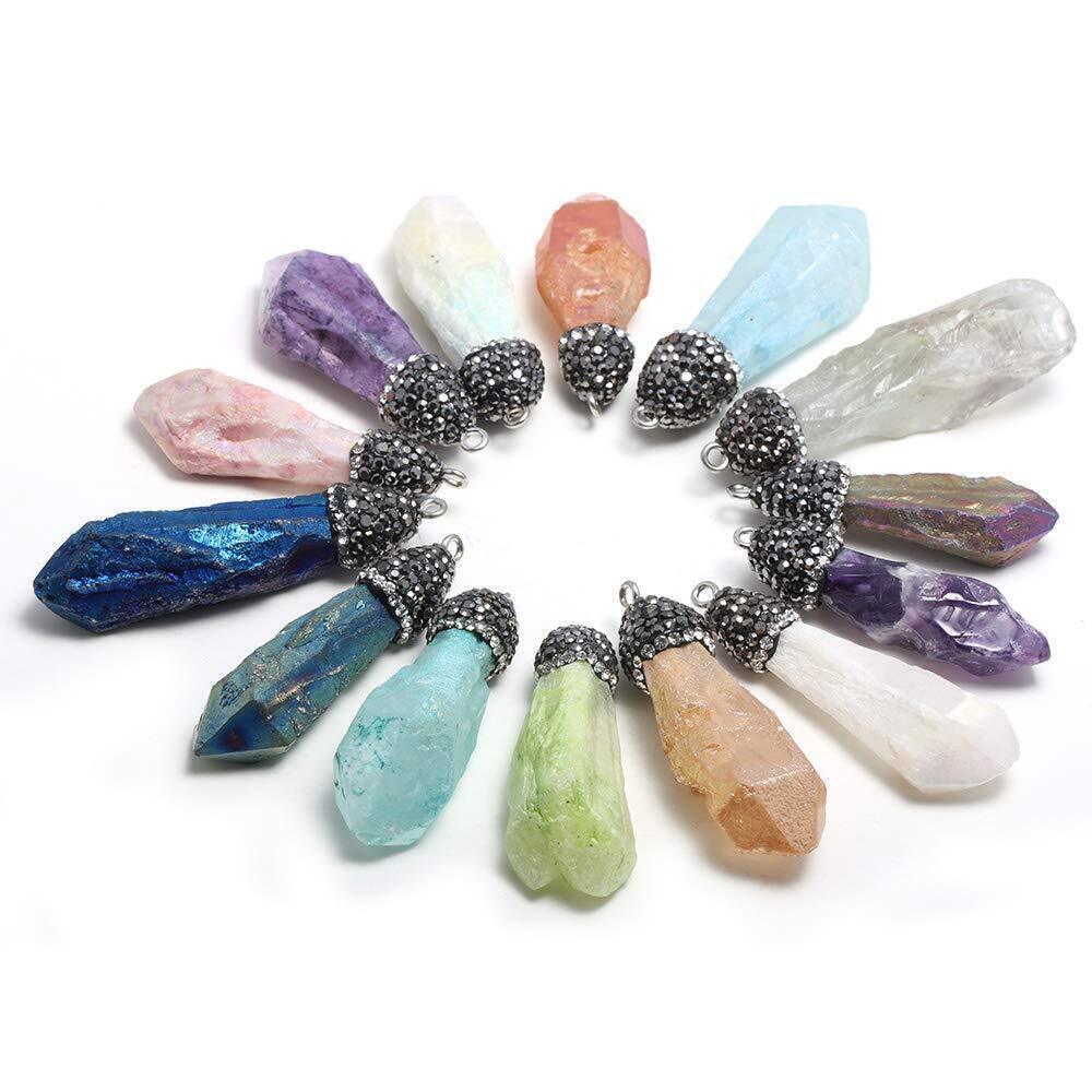 7821 Natural Stone Pendants,Crystal Quartz Gemstone Irregular Shape Block